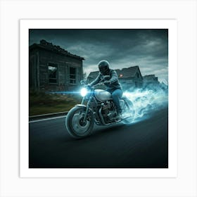 Man Riding A Motorcycle Art Print