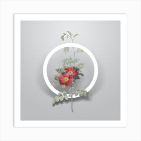 Vintage Alpine Rose Minimalist Flower Geometric Circle on Soft Gray n.0299 Art Print
