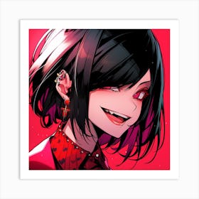 Anime Girl With Black Hair 3 Art Print