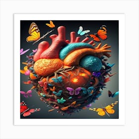 Heart With Butterflies Art Print
