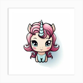 Unicorn With Pink Hair Art Print