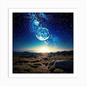 Firefly Celestial Moonlit Horizon Beneath A Starry Sky 33212 (2) Art Print