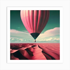 Pink Hot Air Balloon In The Desert Art Print