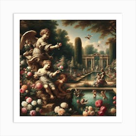 Angels In The Garden Art Print