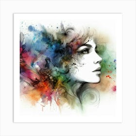 Watercolor Portrait Of A Woman Art Print