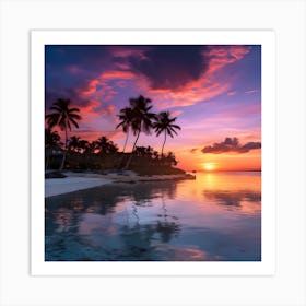 Sunset On The Beach Art Print