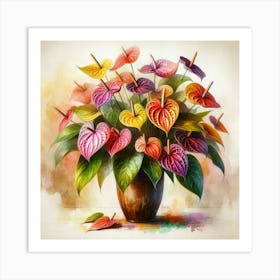 Vibrant Anthuriums Flowers Art Print