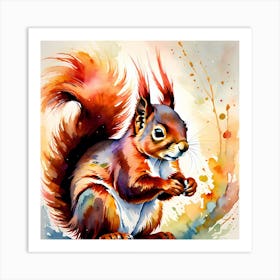 Red Squirrel Highly Detailed Painting Art Print