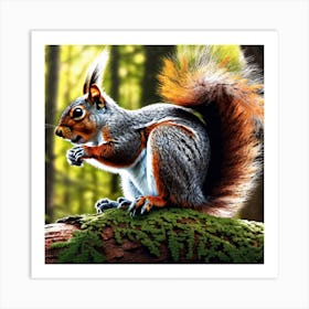 Squirrel In The Forest 400 Art Print