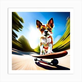 Skateboarding Dog Art Print