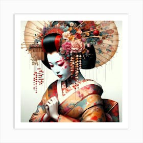 Japan Traditional Geisha Illustration By Ad 194 Art Print