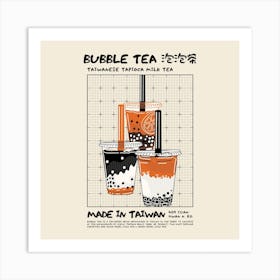 Bubble Tea Square Art Print