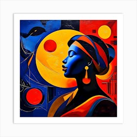  Portrait Art, Vibrant Colors Afro-American Woman Print Art Print