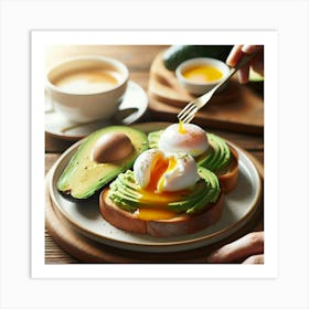 Avocado Toast With Eggs And Coffee Art Print