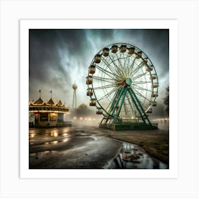 Foggy Amusement Park Art Print