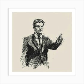 Man In Suit Pointing Art Print