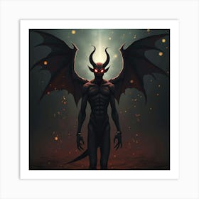 Demon Soul Flickering With Dark Energy In A Glowing Void 1 Art Print