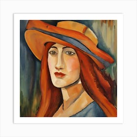 Portrait Of A Special Woman In A Hat Art Print