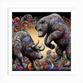 Bulls And Bears In The Market - Crypto Zoo Art Print