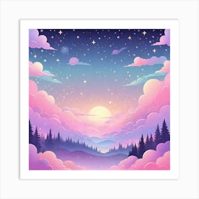 Sky With Twinkling Stars In Pastel Colors Square Composition 63 Art Print