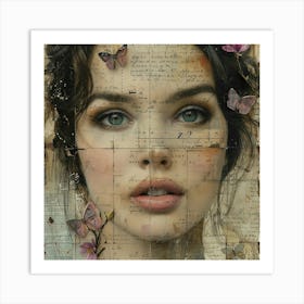 Girl With Butterflies Art Print