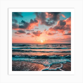 Sunset At The Beach Art Print