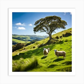 Grass Plant Day Scenic Tour Tourism Rural Green Farm Auckland Cute New Background Scener (3) Art Print