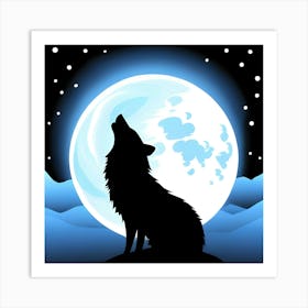 Howling Wolf Silhouette Art Print