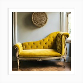 Yellow Velvet Chaise 2 Art Print