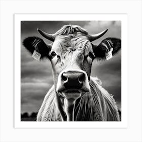 Black And White Cow 1 Art Print