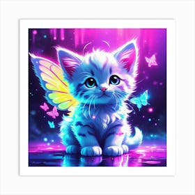 Cute Kitten With Wings Art Print