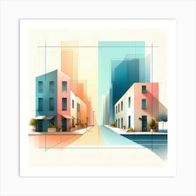 Modern City Street Art Print