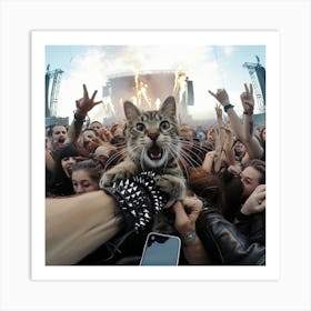 Cat At A Concert 2 Art Print