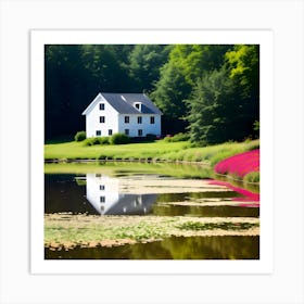 White House On A Lake Art Print