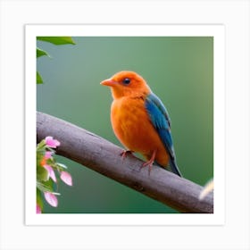 Bird Perched On A Branch Art Print