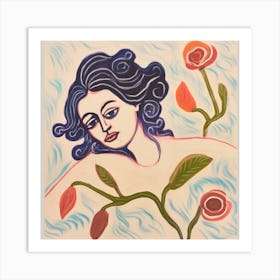 Venus And Roses Art Print