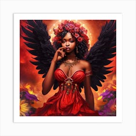 Red, fire, flower Goddess Art Print