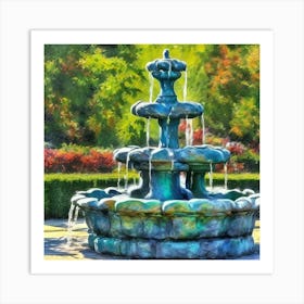 Fountain In The Park Art Print