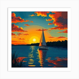 Sunset Sailboat 2 Poster