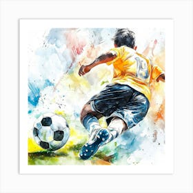 Soccer Player Kicking The Ball 11 Art Print