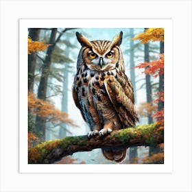 Owl In The Forest 197 Art Print