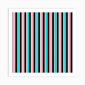 Stripes in Black Pink and Blue Affiche