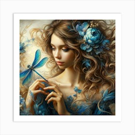 Blue Dragonfly 1 Art Print