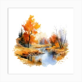 Watercolor Autumn Landscape 5 Art Print