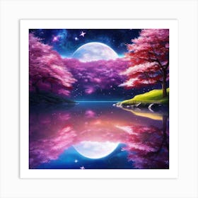 Full Moon Reflected In Water Art Print