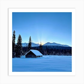 A Serene Polar Wilderness At Sunset Where The Gradient Of An Ethereal Blue Sky Clashes With The Coo (1) Art Print