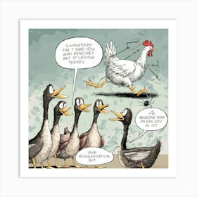 Ducks And Chickens Art Print