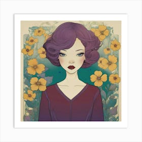 Girl With Purple Hair 1 Art Print