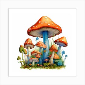 Mushrooms And Flowers 33 Art Print