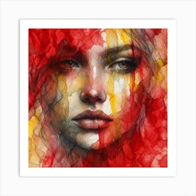 Young Lady In Red Art Print